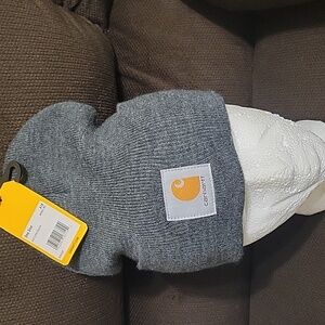 CARHARRT BUILT TO SERVE AND PROTECT HARDWORKING PEOPLE GRAY BEANIE HAT ONE SIZE